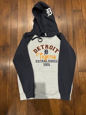 Genuine Merchandise Detroit Tigers Hooded Raglan Sweatshirt - Gray & Navy